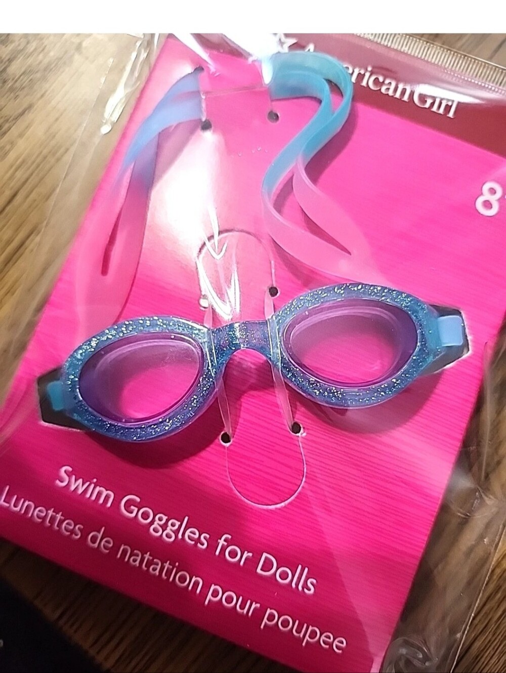 American Girl 18" Doll SWIM GOGGLES Accessories blue and pink Sparkly NEW